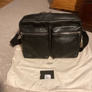 Shinola Top Zip Black Leather Top Zip Messenger Bag